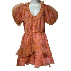 Show Me Your Mumu Jennie Ann Mini Dress Flirty Floral Pink Orange Size M